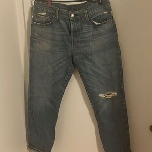 Levi’s distressed button fly jeans
